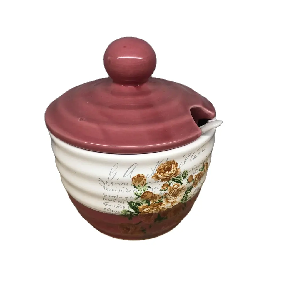 high quality ceramic household supplies honey jar with lids