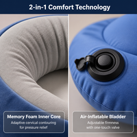 Oreiller de voyage gonflable en mousse à mémoire de forme avec massage électrique 8 points par pétrissage, rechargeable Type-C, pliable, certifié CE, OEM