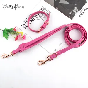 Free Hand Comfort Luxury PU Leather Dog Leash And Collar Set With Metal Dog Buckle Custom Logo And Size For Dogs