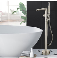 Yundoom OEM ducha nickel douche rotative brossée douche pluie support de sol robinet de baignoire autoportant