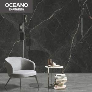 Carreaux de céramique italiens Carrelage de porcelaine murale noir brillant Panneau de télévision Dalle design Salle de bain extérieure Utilisation Carrelage de marbre italien - Product Image 1
