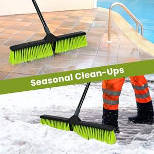 Heavy Duty Broom Brush with 63 Long Handle for Deck <strong>Patio</strong> Driveway Garage Warehouse Shop Floor Sweeping &amp; <strong>Scrubbing</strong> - Product Image 3