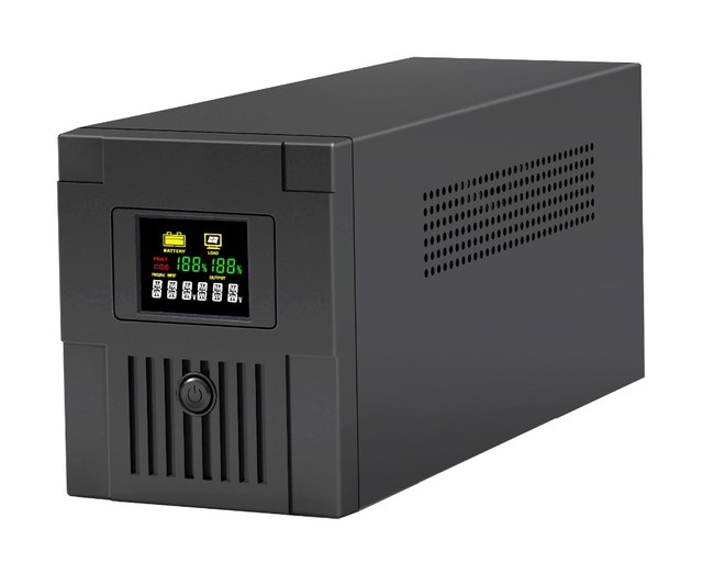 1000VA 800W Single Phase Plastic Shell 220VAC/230VAC UPS Backup Power Supply with LED/LCD Display for PC Router POS Applications