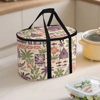 Sac isotherme pour mijoteuse avec motif frangipanier des îles du Pacifique, doubles poignées et fermeture éclair