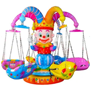 12 Zitplaatsen China Leverancier Kleine Luxe Clown Cartoon Apparatuur Familie Pretpark Ritten Roterende Schommel Vliegende Stoel Te Koop