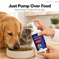 Huile de poisson SLIN PET Omega-3 pour chiens et chats, absorption rapide, sans OGM, flacon pompe, complément alimentaire pour la santé de la peau et du pelage