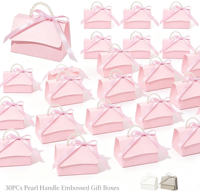 Boîte cadeau de luxe, kit DIY, élégante boîte à bonbons en papier avec poignée en perles, emballage cadeau exquis pour mariage, anniversaire, fête