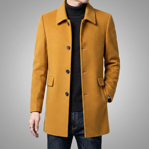 Manteau long pour homme de qualité supérieure, design moderne et ajusté, boutonné, vêtement d'extérieur classique pour l'hiver, idéal pour les occasions professionnelles décontractées et la mode quotidienne - Product Image 1