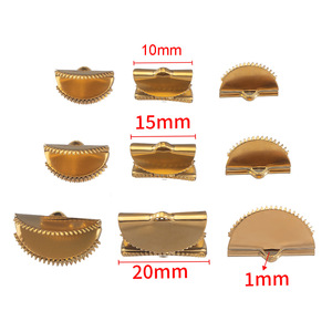Aksesoris perhiasan gelang konektor DIY klip ujung pita kabel kulit gesper setengah lingkaran melengkung baja tahan karat - Product Image 2