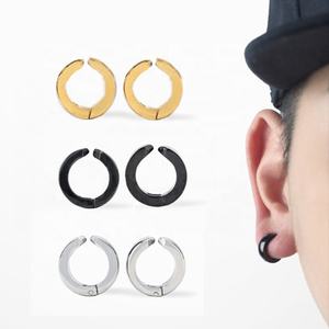 Gioielli per l'orecchio da uomo in acciaio inossidabile dal Design semplice nessuno Piercing Clip su orecchini a cerchio per ragazzi - Product Image 3