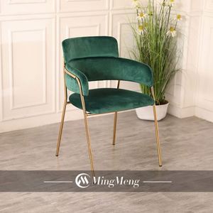 เก้าอี้รับประทานอาหารสีทองหรูหราทันสมัยเฟอร์นิเจอร์คาเฟ่พร้อมผิวผ้ากำมะหยี่สำหรับร้านกาแฟโรงแรมเฟอร์นิเจอร์ร้านอาหาร - Product Image 6
