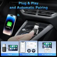 Mini Adaptador Inalámbrico CarPlay Android Auto 2 en 1, Dongle Inteligente Compatible con Apple, Conversión por Cable USB Tipo-C, Negro Universal