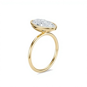 Anillo de Diamante de Lujo de 4 Quilates Cultivado en Laboratorio, con Engaste de Bisel en Oro Amarillo, Joyería Nupcial - Product Image 4