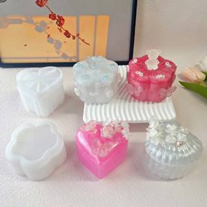 กล่องเครื่องประดับรูปหัวใจแบบทำมือแม่พิมพ์กล่องเก็บของขนาดใหญ่ทำจากซิลิโคนพร้อมฝาหยดคริสตัลแม่พิมพ์ซิลิโคนแม่พิมพ์แฮนด์เมด - Product Image 2