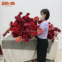 Fleurs et plantes décoratives SMS pour centres de table de mariage et événements, boule de fleurs artificielles en soie rose rouge, Anthurium, Orchidée