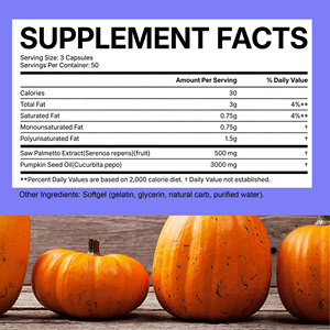 Popular Item Pumpkin Seed Oil Softgels with Pumpkin Seed Oil and Saw Palmetto Jrinary Tract Health Polyunsaturated Fat Softgels - Product Image 2