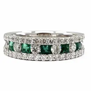 Hong Kong High End Fine Jewelry Wholesale 14k Gold Emerald Gemstone Engagement Rings For Wedding Woman