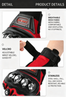 Gants de moto tout-terrain, de course sur route et de motocross, avec protection rigide des phalanges, en microfibre résistante aux chocs, antidérapants, à doigts entiers