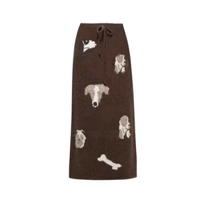 Dalang Sweater Factory <b>Knit</b> Midi Skirt <b>Animal</b> <b>Pattern</b> Woolen Fabric Natural Waist Slim Fit Women's Skirt - Product Image 1