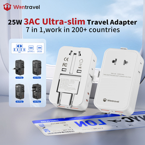 Nuevo Adaptador de Viaje Wontravel Ultra Delgado con 3 Tomas de CA, 25W QC3.0 y 7 Puertos en 1 para Laptop, Cámara y Auriculares, Ideal para Viajes de Negocios - Product Image 1