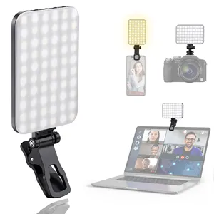 Lumière selfie, 60 LED 2200mAh Rechargeable Lumière de Remplissage de Téléphone Portable 7 Modes Ordinateur Portable, Zoom Appel Vlog Maquillage TikTok Vidéo Lumière de Remplissage