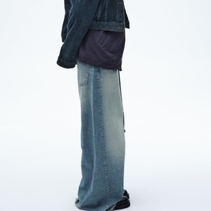 Jeans baggy pour femme, style boyfriend, taille basse, coupe super large, bleu délavé, effet vieilli, style hip-hop, sexy, vente en gros OEM pour marques de mode - Product Image 3
