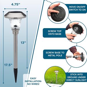 Iluminación de Caminos con Energía Solar, Lámparas de Suelo de Acero Inoxidable, Luces LED de Jardín para Caminos Exteriores - Product Image 6