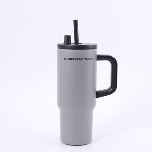 Gobelet isotherme de voyage 720 ml (24 oz) en acier inoxydable avec poignée, couvercle, paille et base antidérapante pour thé chaud - Product Image 5
