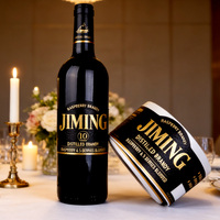 Étiquette de vin et de bière personnalisée haut de gamme en papier texturé gaufré, dorée holographique, autocollante, de luxe, vente en gros d'usine
