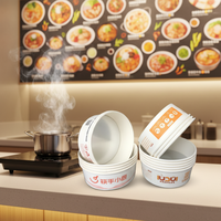Contenants d'emballage alimentaire à paroi simple en gros, tasses à soupe de nouilles chaudes, échantillon gratuit, bol à salade en papier avec couvercle en papier ou en plastique