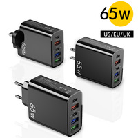 Chargeur mural à charge rapide 65W avec PD 20W, adaptateur 5 ports à charge rapide, chargeur de téléphone portable Type C