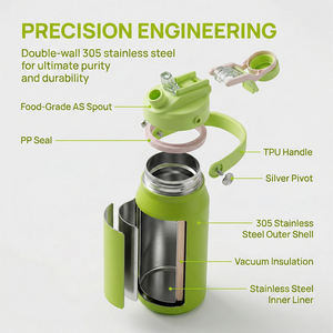 Bouteille d'eau en acier inoxydable de haute qualité sans BPA, 900 ml, à double paroi isolée sous vide, à large ouverture, pour enfants, utilisation en extérieur et à l'école - Product Image 3