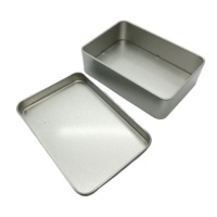 Boîte en étain argentée personnalisée avec logo / Boîte en métal carrée vide / Boîte en étain rectangulaire argentée