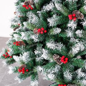 Árbol de Navidad Artificial de <span class=keywords><strong>PVC</strong></span>+PE con Piñas Blancas y Puntas Rojas, 1.5/1.8 Metros - Product Image 2