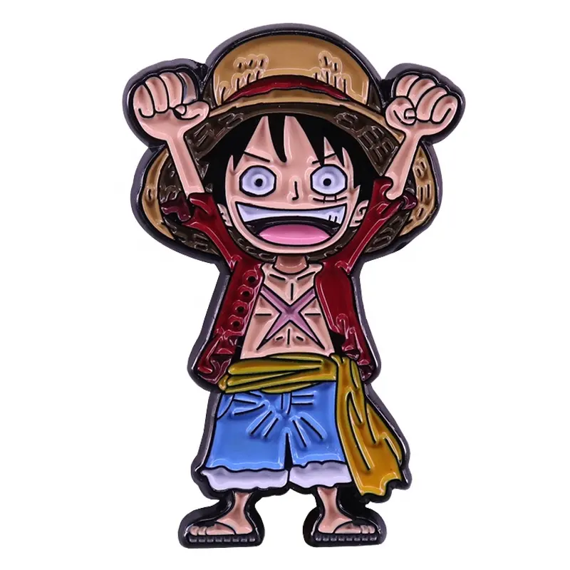 Monkey D Luffy Metal Badge Manufacture Gold Plated Glitter Anime Lapel pin