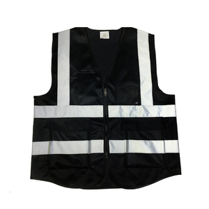 Áo phản quang an toàn màu đen thiết kế OEM với nhiều túi, băng phản quang 2.5 inch, độ phản quang cao - Product Image 4