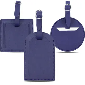 Etiquetas de bolso para maleta, etiqueta de equipaje de cuero PU portátil de estilo de diseño múltiple, de marca personalizada, para bolsa de viaje