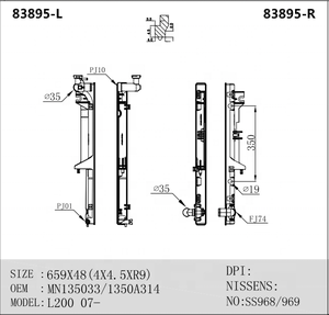 Автомобильный алюминиевый радиатор охлаждения пластиковый бак <span class=keywords><strong>PA66</strong></span> <span class=keywords><strong>GF30</strong></span> для японской модели автомобиля PAJERO SPORT II L200 / TRITON OEM 1350A182 - Product Image 5