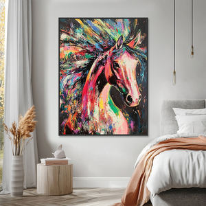 Grande toile <span class=keywords><strong>pop</strong></span> <span class=keywords><strong>art</strong></span> peinte à la main, chevaux abstraits colorés, <span class=keywords><strong>art</strong></span> mural, texture 3D, peinture animale, décoration intérieure - Product Image 6
