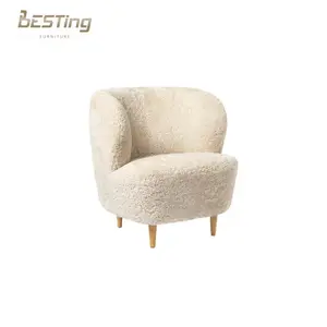 Nordic Design Retro Wabisabi Living Room Lounge Chair Wood Legs Luxury Sherpa Stay Armchair