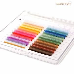 रंग पलक एक्सटेंशन रंगीन आंखों की चमक व्यक्तिगत लैश एक्सटेंशन fax mink lashes इंद्रधनुष थोक बहु रंग हाथ बनाया गया - Product Image 2