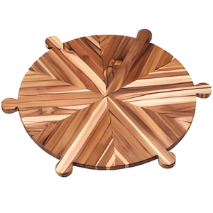 Planche de service ronde en bois d'acacia de qualité supérieure, design à découpe, pour pizza, fromage, pain et présentation alimentaire en cuisine - Product Image 1