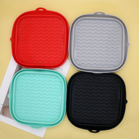 Tapis de cuisson carré pliable en silicone pour friteuse à air, résistant aux hautes températures, réutilisable, pour four, avec poignées épaisses