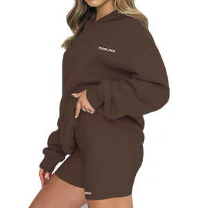 Tute a tracolla Casual con Logo personalizzato a manica lunga ampia a maniche lunghe e <span class=keywords><strong>canguro</strong></span> Set da donna pantaloni della <span class=keywords><strong>tuta</strong></span> <span class=keywords><strong>tuta</strong></span> da donna <span class=keywords><strong>tuta</strong></span> sportiva da donna - Product Image 2