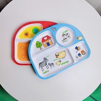 Vente en gros d'assiettes divisées en mélamine avec dessin animé personnalisé pour dîner extérieur et intérieur pour enfants assiette de nourriture pour bébé