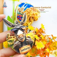 L'âme poétique d'une personne chinoise Santorin, Grèce Chameau souriant Aimant de réfrigérateur Autocollant magnétique 3D Souvenir de voyage