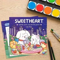 Libro de colorear de papel de esquina pequeño personalizado al por mayor para niños, niños, adultos, adolescentes, diseños súper bonitos, espacios acogedores de 21x21cm para regalos
