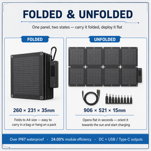 LS-SP60F 60W Faltbares Solarpanel für Wohnmobile, Campingplätze, Schlauchboote, Terrassen, Gartenanlagen und Feldunterstände - Product Image 3