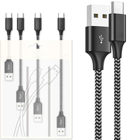 Kabel USB Type C Nylon Kepang Kustom 2A 3A Pengisian Cepat Kabel Data untuk Ponsel Android