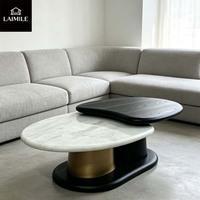 Table basse moderne en pierre irrégulière avec base en métal, pièce maîtresse luxueuse pour salon, mobilier de maison, prend en charge l'OEM/ODM